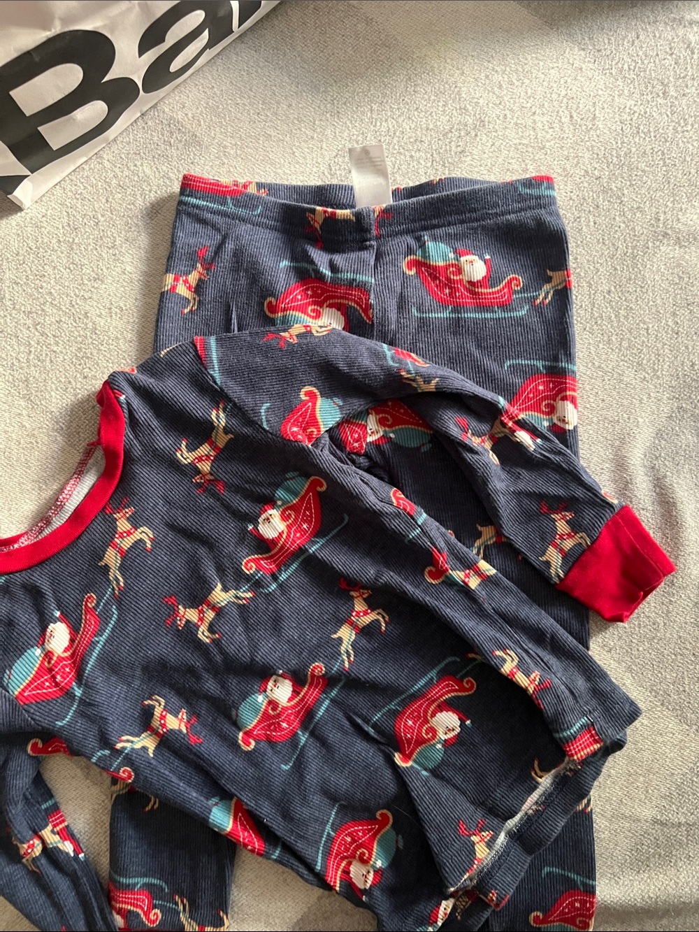 Carter's Navy Blue and Red Santa Sleigh Kids Pajama Set
